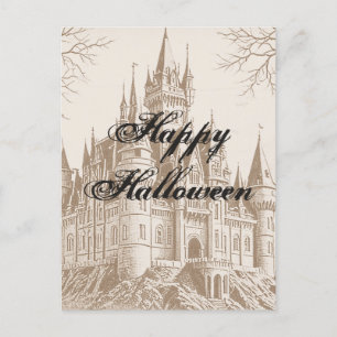 Cartão Postal De Festividades Vitoriano Vintage Gothic Scary Feliz Halloween
