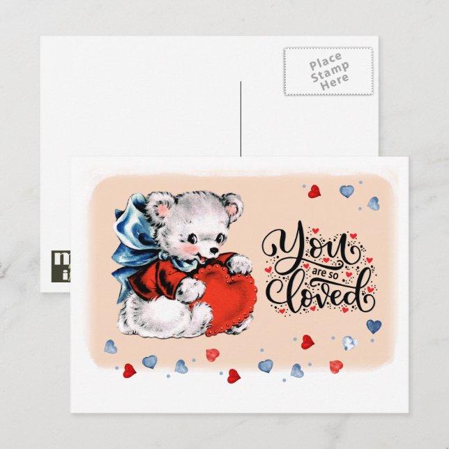 Cartão Postal De Festividades Você é tão amado Dia de os namorados de Urso de Te (Frente/Verso)