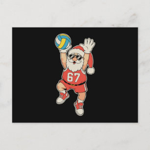 Cartão Postal De Festividades Voleibol Papai Noel Meme Natal Esporte Férias