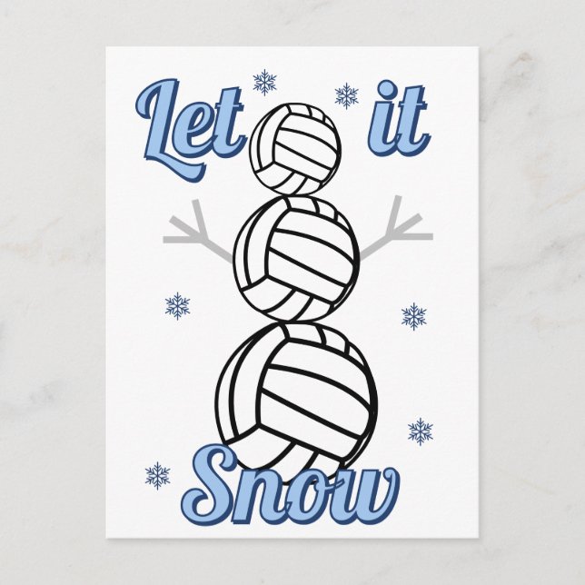 Cartão Postal De Festividades Volleyball Snowman Let It Snow Postcard (Frente)