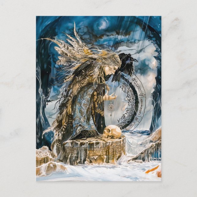 Cartão Postal De Festividades Völva, o Seeress da Profecia Nórdica (Frente)