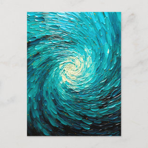 Cartão Postal De Festividades Vórtice Abstrato de Oceano Turquesa