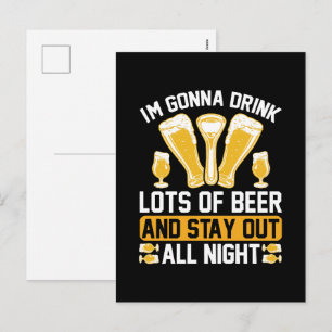 Cartão Postal De Festividades Vou beber muita cerveja