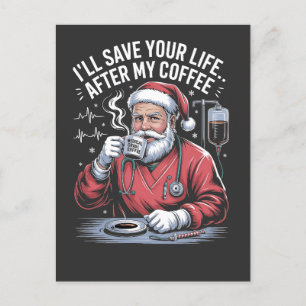 Cartão Postal De Festividades Vou Salvar Sua Vida Depois Do Meu Café De Natal