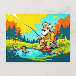 Cartão Postal De Festividades Vovô pegando um sapato enquanto pesca