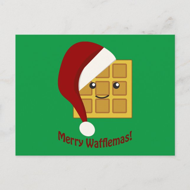 Cartão Postal De Festividades Waffle alegre do Natal de Wafflemas (Frente)