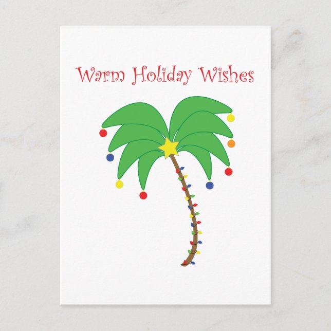 Cartão Postal De Festividades "Warm Holiday Wishes" Palm Tree postcard (Frente)