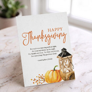 Cartão Postal De Festividades Watercolor Cornucopia Pumpkin (Poema de Ação de Gr