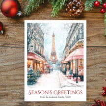 Watercolor Eiffel Tower Snow Paris Viagem França