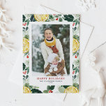 Cartão Postal De Festividades Watercolor Lemon e Winter Greenery Foto<br><div class="desc">Espalhe a alegria das festas com o nosso cartão-postal de festas de férias, que inclui um padrão festivo de aquarelas, sagrada e verde de inverno. Este design festivo adiciona uma reviravolta nova e vibrante aos seus cartões de natal e é perfeito para enviar mensagens personalizadas a amigos e familiares. Personalize...</div>