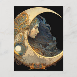 Cartão Postal De Festividades Watercolor Moon Goddese