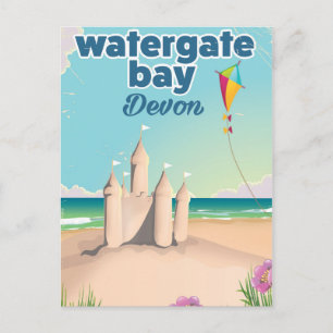 Cartão Postal De Festividades watergate bay devon sandcastle poster