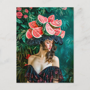 Cartão Postal De Festividades Watermelon Rosa Fantasy Retrato
