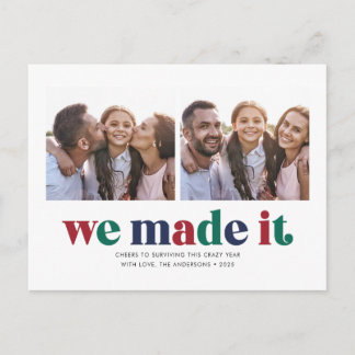 Cartão Postal De Festividades We Made It Two Photo Christmas Holiday Postcard