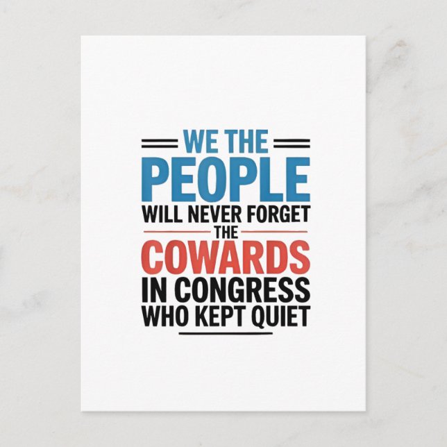 Cartão Postal De Festividades We the People Will Never Forget the Cowards  (Frente)