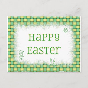 Cartão Postal De Festividades Weave de cesta do felz pascoa