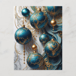 Cartão Postal De Festividades Weihnachtskugeln Blau Gold Festzauber