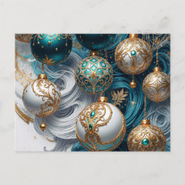 Cartão Postal De Festividades Weihnachtskugeln Blau Gold Luxus Ornament