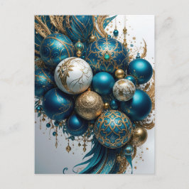Cartão Postal De Festividades Weihnachtskugeln Gold Blau Luxus Fest