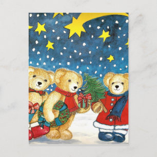 CARTÃO POSTAL DE FESTIVIDADES WEIHNACHTSTEDDYBÄREN MIT GESCHENKEN