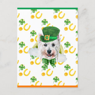 Cartão Postal De Festividades West Highland Terrier Shamrock Rua. Dia dos Patric