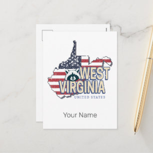 Cartão Postal De Festividades West Virginia United States Retro Map Vintage EUA