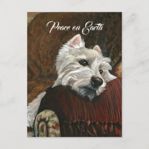 Cartão Postal De Festividades Westie Relaxando no Sofá