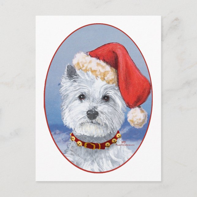 Cartão Postal De Festividades Westie Santas Helper (Frente)