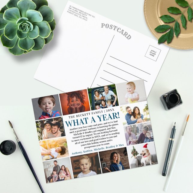 Cartão Postal De Festividades What A Year In Review 12 Photo Collage (Criador carregado)