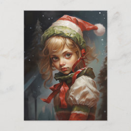 Cartão Postal De Festividades Whimsic Girl Elf