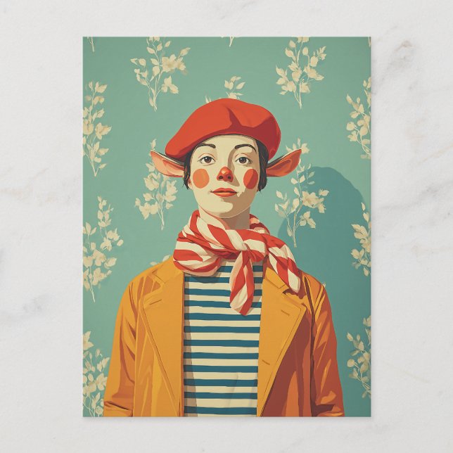 Cartão Postal De Festividades Whimsic Retro Christmas Elf (Frente)