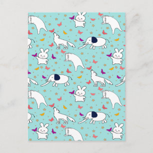 Cartão Postal De Festividades Whimsical Wildlife Wonderland