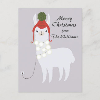 Cartão Postal De Festividades White Llama Plugged In Christmas