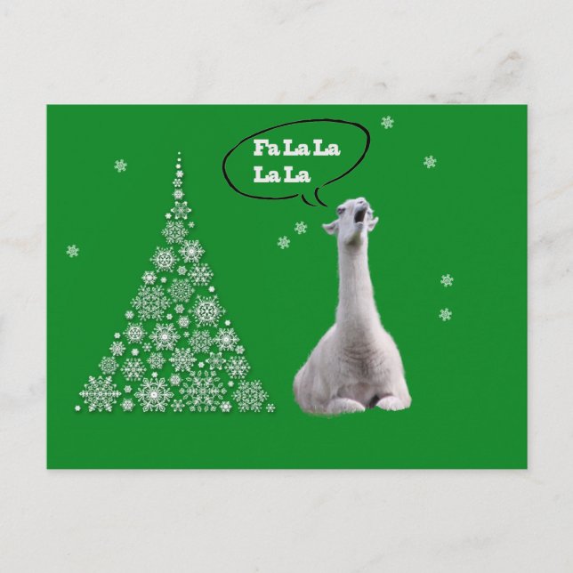 Cartão Postal De Festividades White Llama Sings Christmas Carol:Fa LaLaLa Lama (Frente)