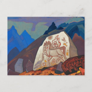 Cartão Postal De Festividades White Stone, Sinais de Chintamani por Roerich