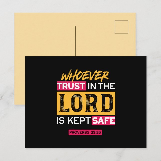 Cartão Postal De Festividades Whoever Trusts in the Lord Is Kept Safe Quote (Frente/Verso)