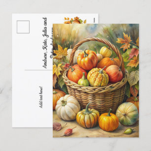 Cartão Postal De Festividades Wicker Basket with Pumpkins - Bem-vindo ao Queda