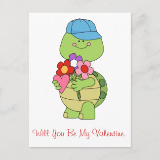 Cartão Postal De Festividades Will You Be My Valentine Turtle