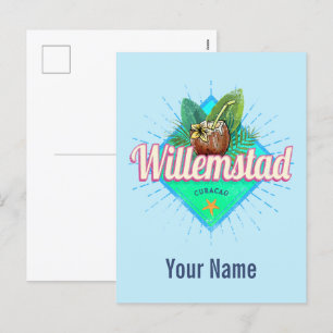 Cartão Postal De Festividades Willemstad Curaçao Férias Vintage Caribe