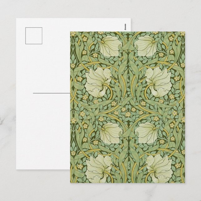 Cartão Postal De Festividades William Morris Pimpernel Floral Blue Wallpaper (Frente/Verso)