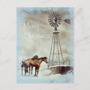 Cartão Postal De Festividades WINDMILL & SNOWFLAKS por SHARON SHARPE