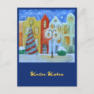 Cartão Postal De Festividades Winter In A Quiet Little Town Christmas Card