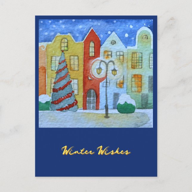 Cartão Postal De Festividades Winter In A Quiet Little Town Christmas Card (Frente)