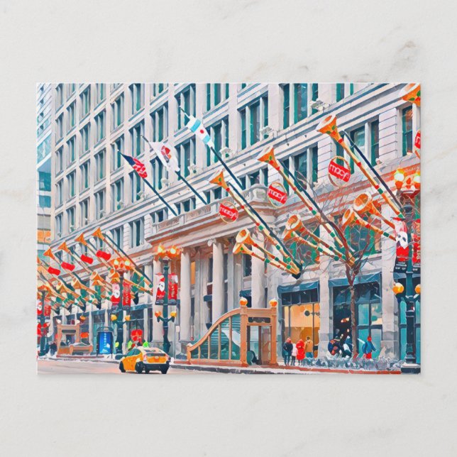 Cartão Postal De Festividades Winter in Chicago, (Frente)