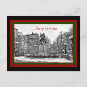 Cartão Postal De Festividades Winter NYC Union Square B & W Feliz Natal
