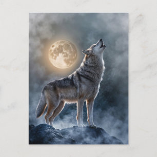 Cartão Postal De Festividades Winter Solstce Howling Wolf Moon
