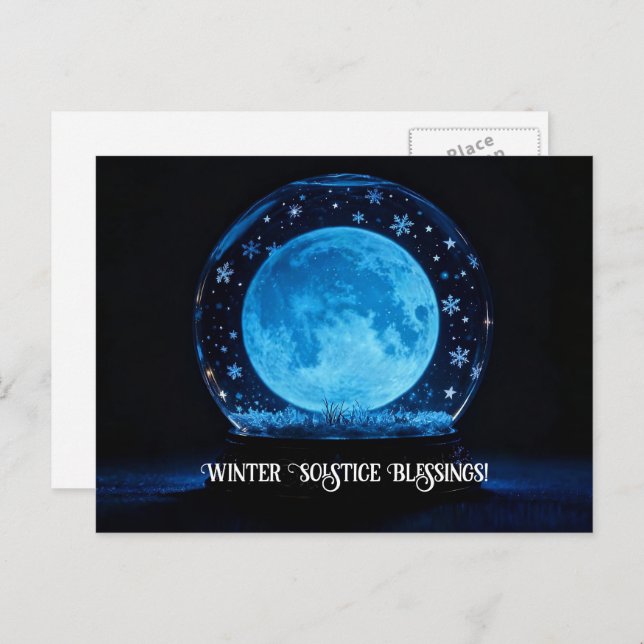 Cartão Postal De Festividades Winter Solstice Full Moon Mystical Crystal Ball (Frente/Verso)