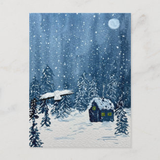 Cartão Postal De Festividades Winter Woodland Wonderland