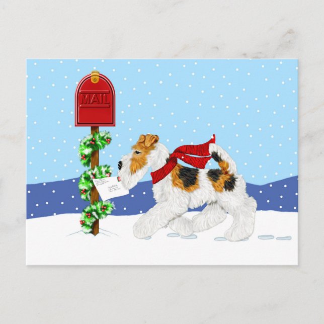 Cartão Postal De Festividades Wire Fox Christmas Mail (Frente)