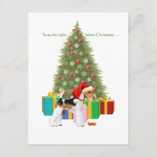Cartão Postal De Festividades Wire Fox Terrier Natal